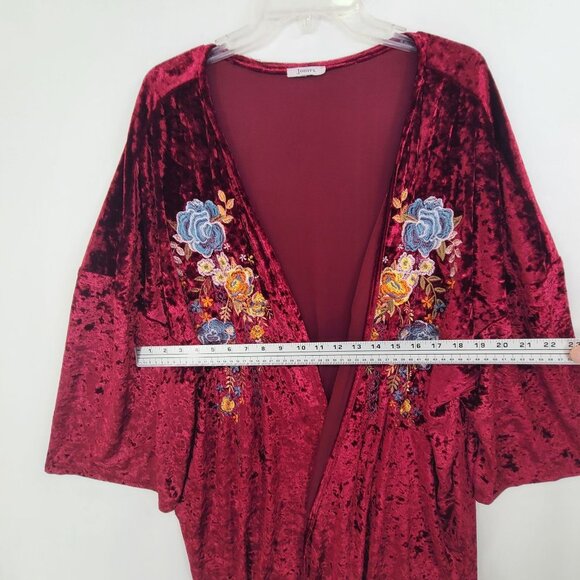 10. Jodifl Women's Long Sleeve Velour Embodary Red Size Large - Picture 5 of 11